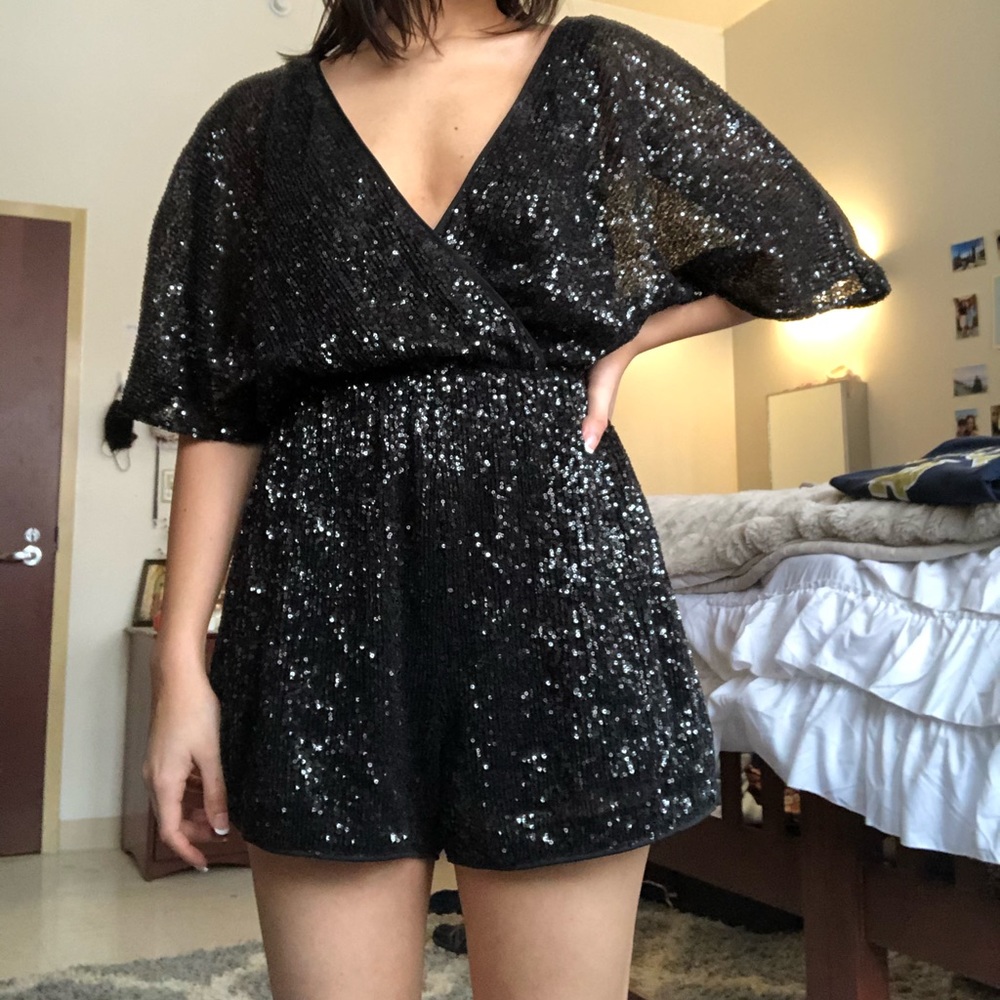 Lulu’s Black Sequin Romper